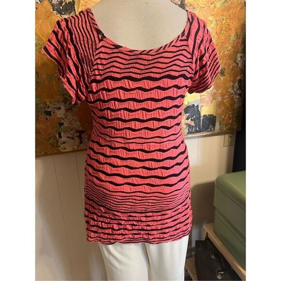 Tinanello Rare Andalucia Tunic Pink & Black Short Sleeves Size M - Picture 5 of 9